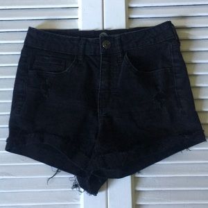 High rise shortie black shorts